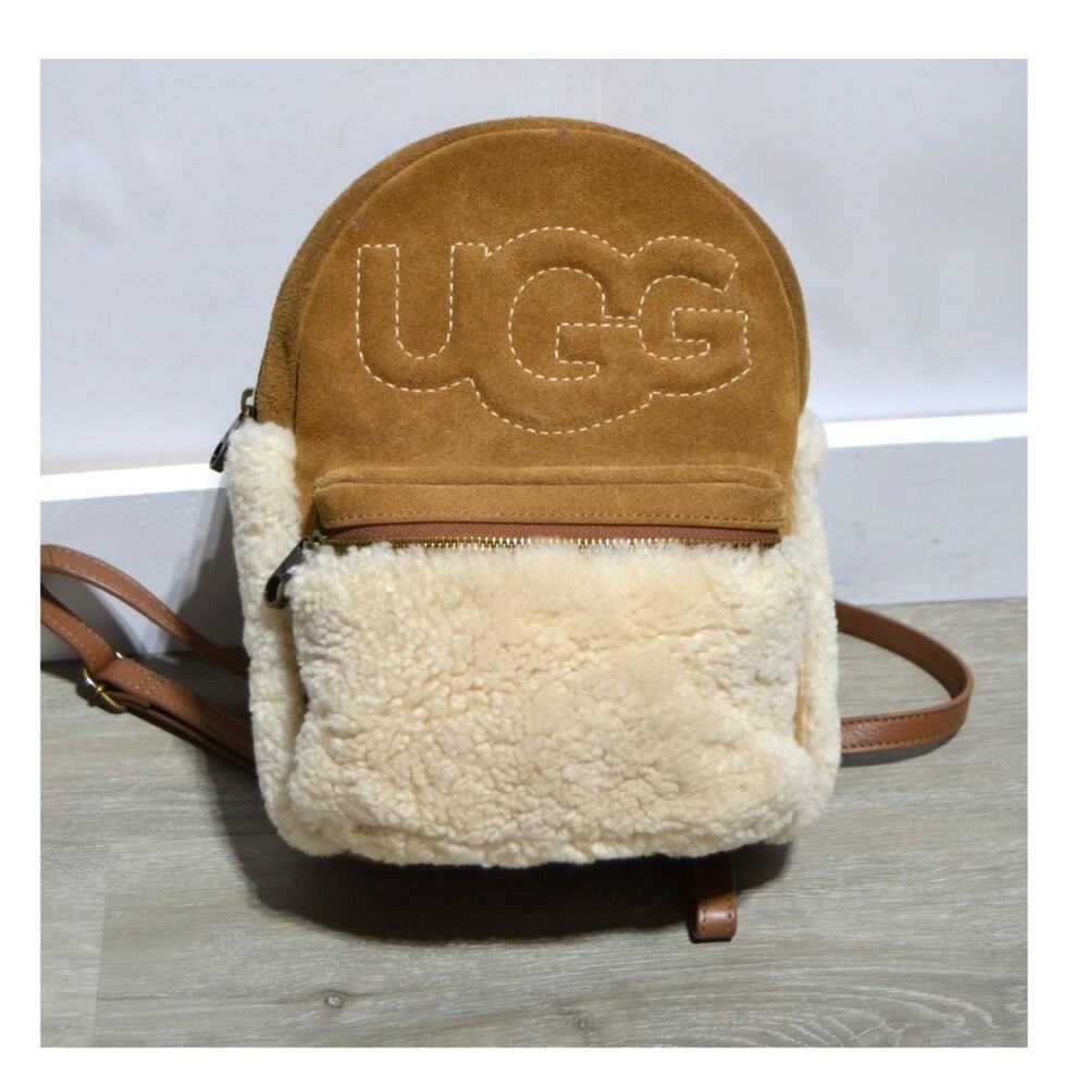 UGG Donnie II Mini Backpack Suede and Sheepskin Cream & Brown